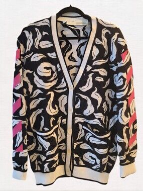 OffWhite B/W Knitwear Cardigan With Pink Accents